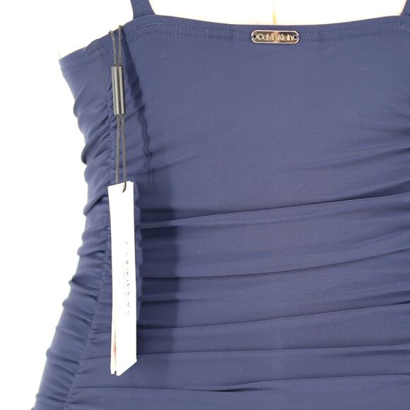 Calvin Klein Women Navy Stretch Tummy Control Ruched Swimwear Tankini Top Size S - Picture 5 of 6